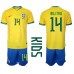Billige Brasil Eder Militao #14 Hjemmetrøye Barn VM 2022 Kortermet (+ korte bukser)